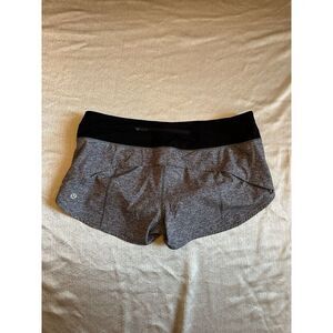Lululemon Sz 8 Womens Heather Black Gray Lined Speed Up Shorts 2.5" Stretch‎ Run